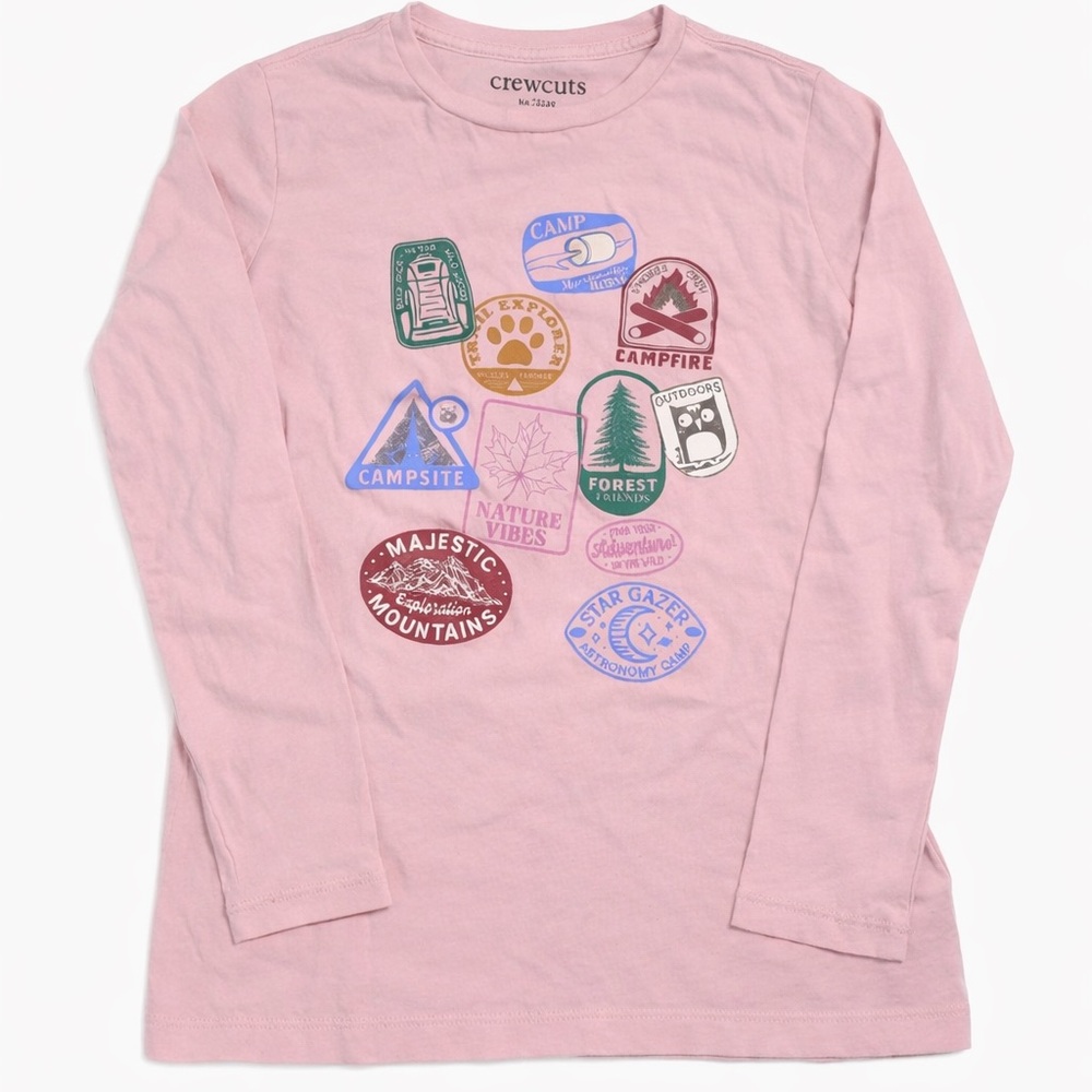 Crewcuts Girls Long Sleeve Pink Graphic Tee Sz 8/9